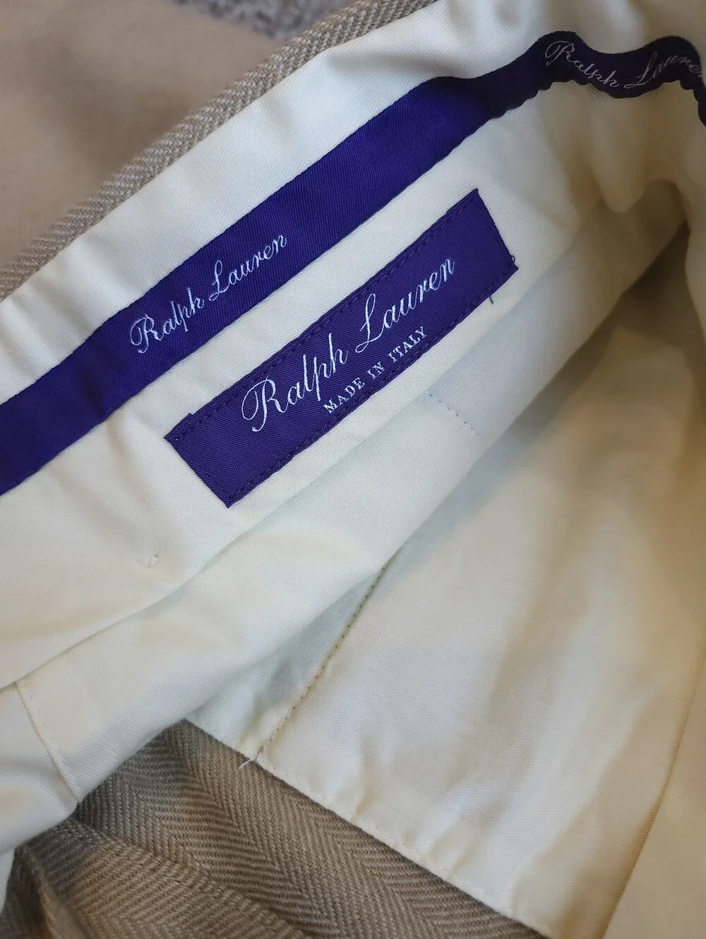 Ralph Lauren Purple Label Mens Gregory Hand Tailored Silk Wool Pants 32x35 Tan